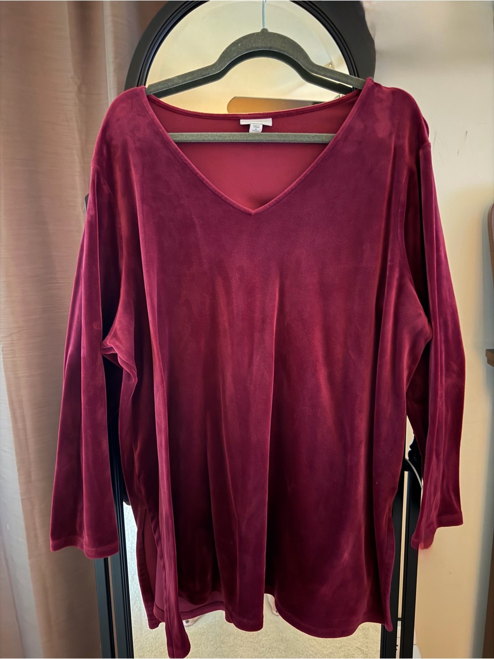J. Jill Velvet V-Neck Tunic Top - Burgundy